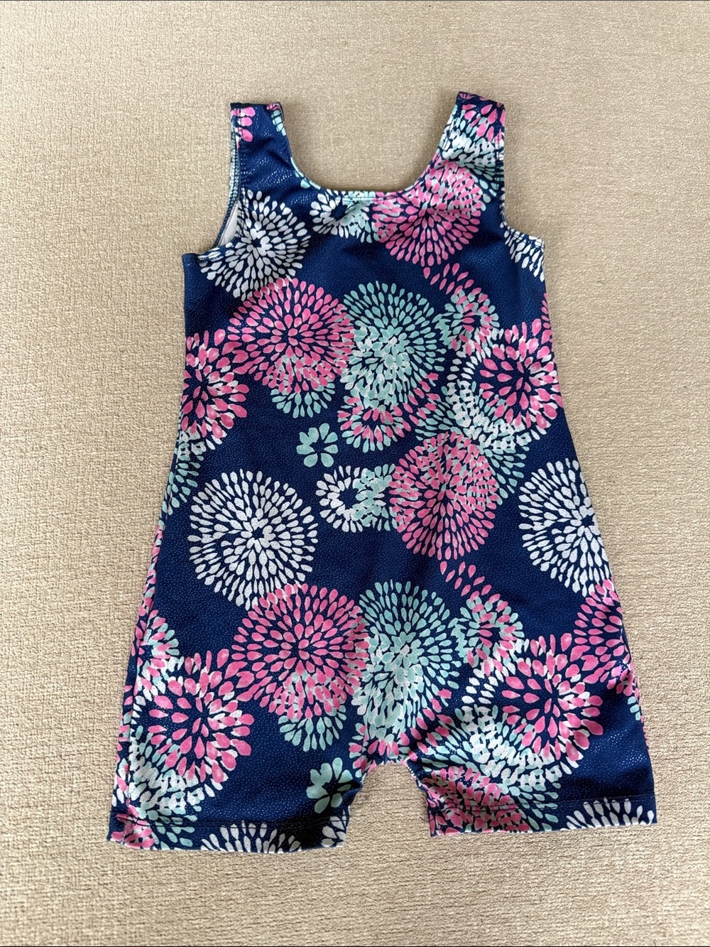 Girls Navy Floral One-Piece leotard